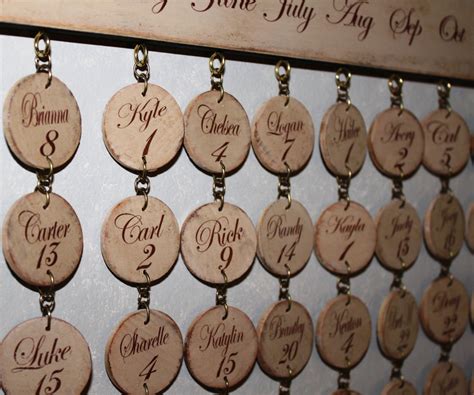 wooden birthday calendar